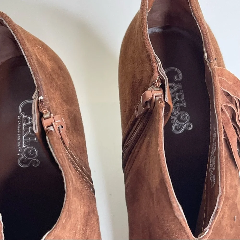 Carlos Santana Tempe Brown Suede Fringe Booties